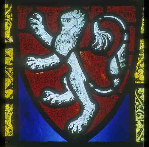 High Melton, St James, nIII, 1c, Arms of Mowbray - Gules a lion rampant argent.